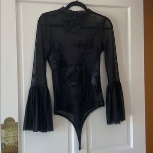 Black sheer body suit